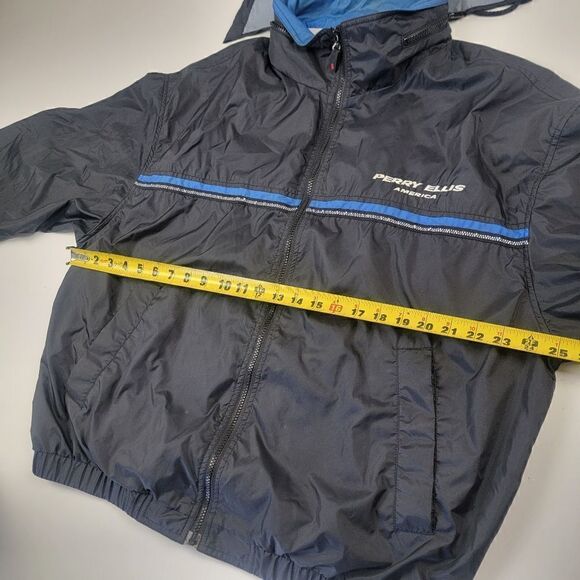 Vintage 90s Y2K Perry Ellis Windbreaker Lightweight Rain Jacket Large Blue - Picture 6 of 12